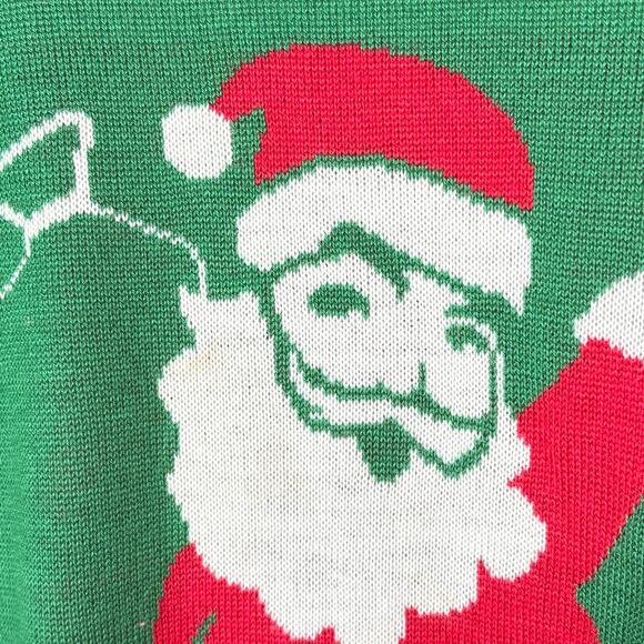 Tipsy Elves NAMASLEIGH Yoga Santa Hello UGLY CHRISTMAS in Green Red Sweater XXL - Picture 4 of 7